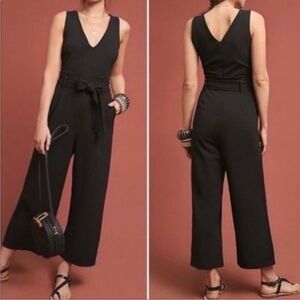 Anthropolgie Black Sleeveless paper bag Tie Waist jumpsuit